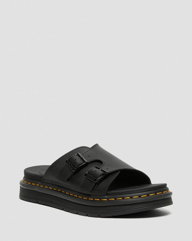 Men\'s Dr Martens Dax Men\'s Leather Sandals Black | AU 629ILH